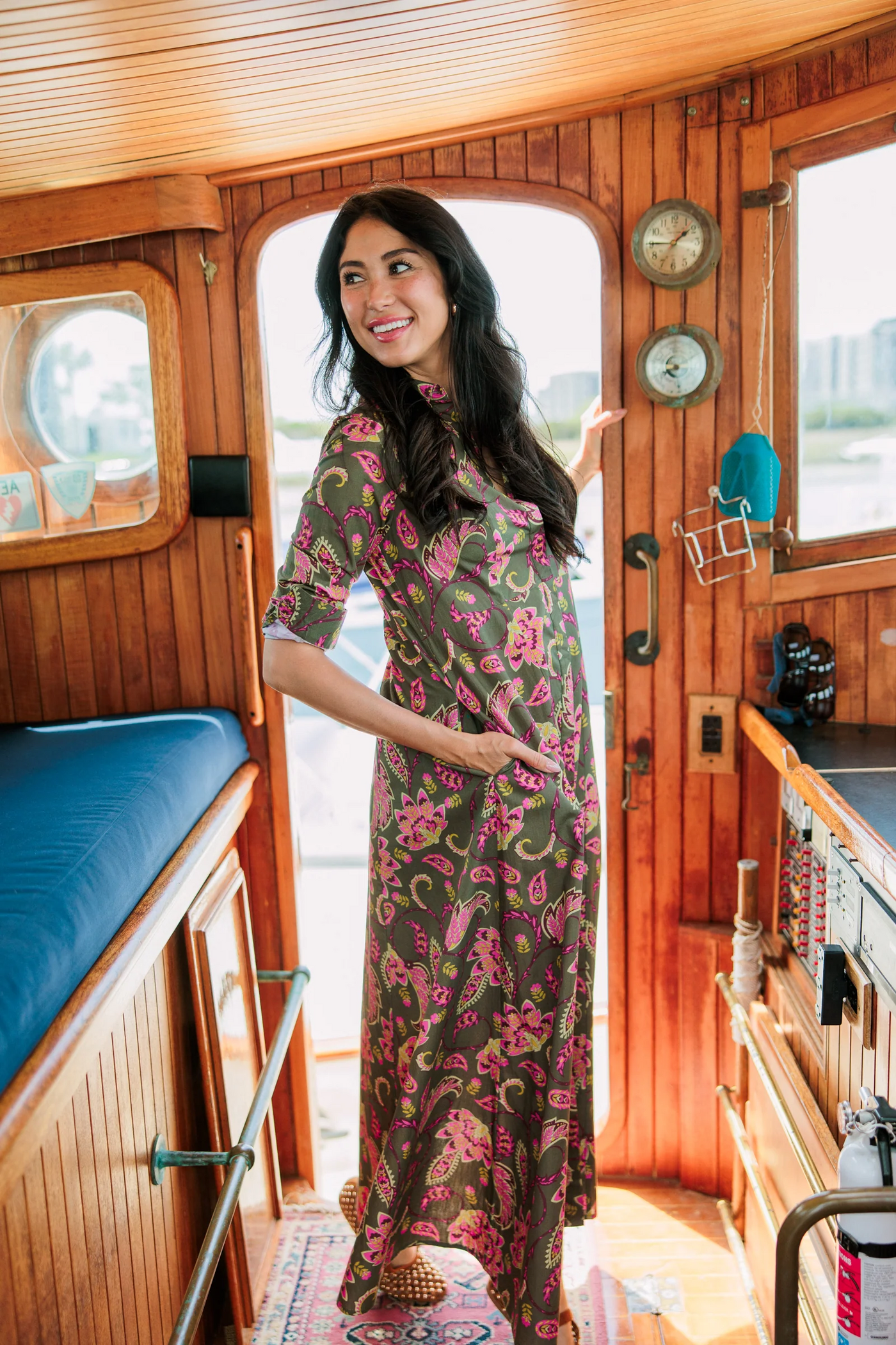 Classic Shirtdress, Raspberry Garden