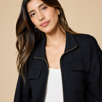 DreamTech Double Zip Bomber Jacket - Black