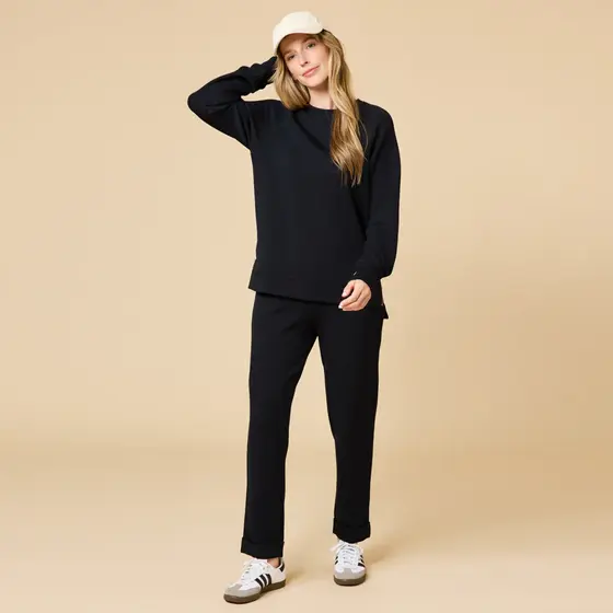 DreamTech Crew Tunic with Side Zip & Ankle Cuff Pant - Black