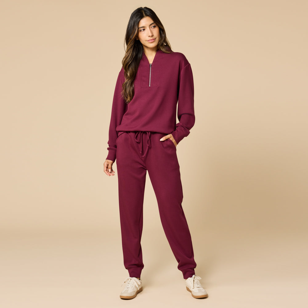 DreamTech 1/4 Zip Jogger Set - Cherry