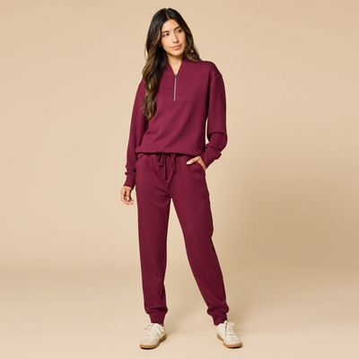 DreamTech 1/4 Zip Jogger Set - Cherry
