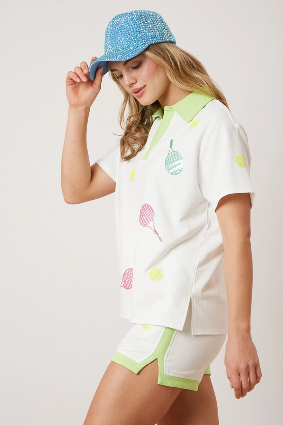 Tennis Sequin Embroidery Top
