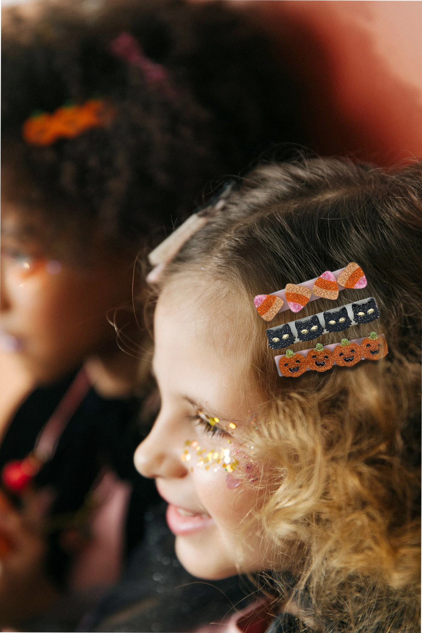 Cat Candy Corn & Pumpkin Hair Clips