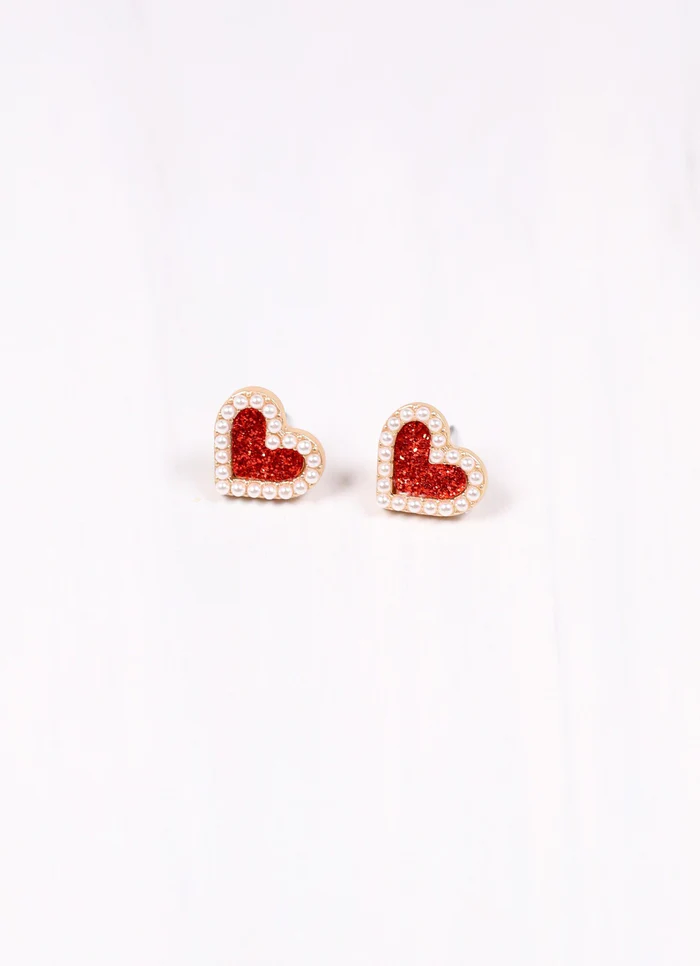 Gorgeous Glitter Heart Stud Earring