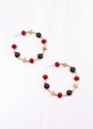 Gerald Beaded Hoop Earring Garnet & Black