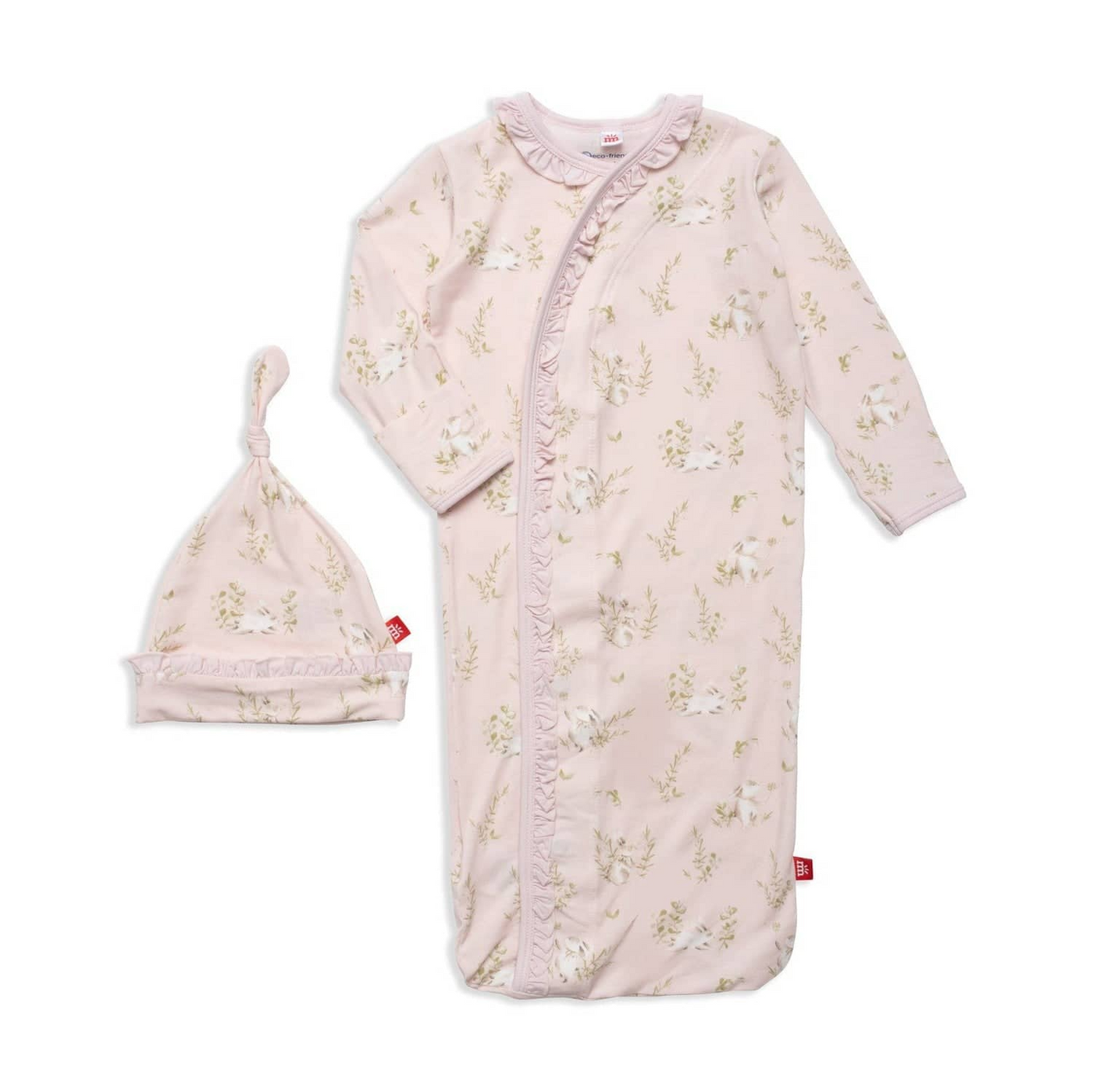 pink hoppily ever after modal magnetic cozy sleeper gown + hat set