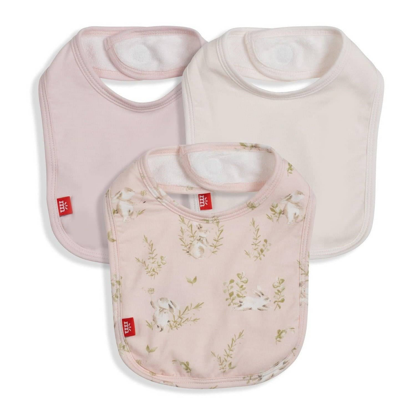 pink hoppily ever after modal magnetic stay dry infant bib 3-pack
