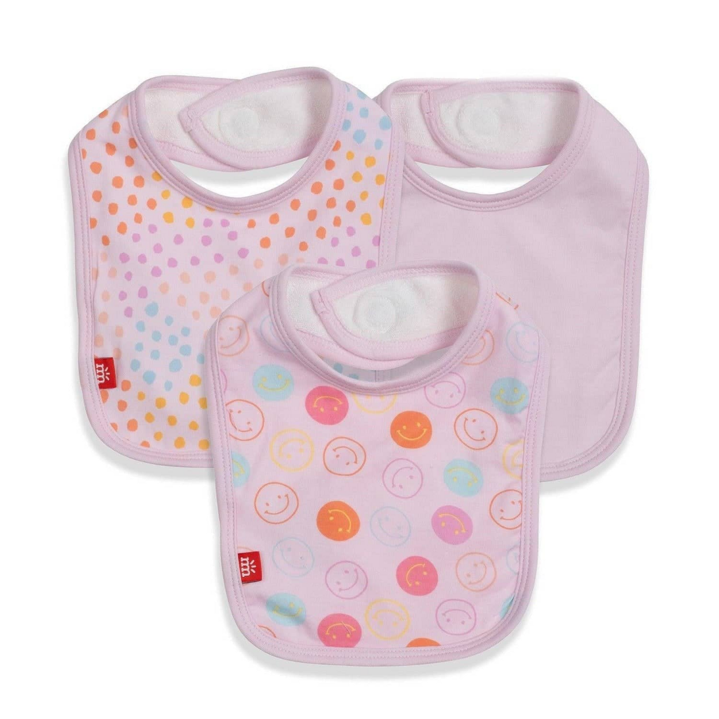 pink smile shine modal magnetic stay dry infant bib 3-pack