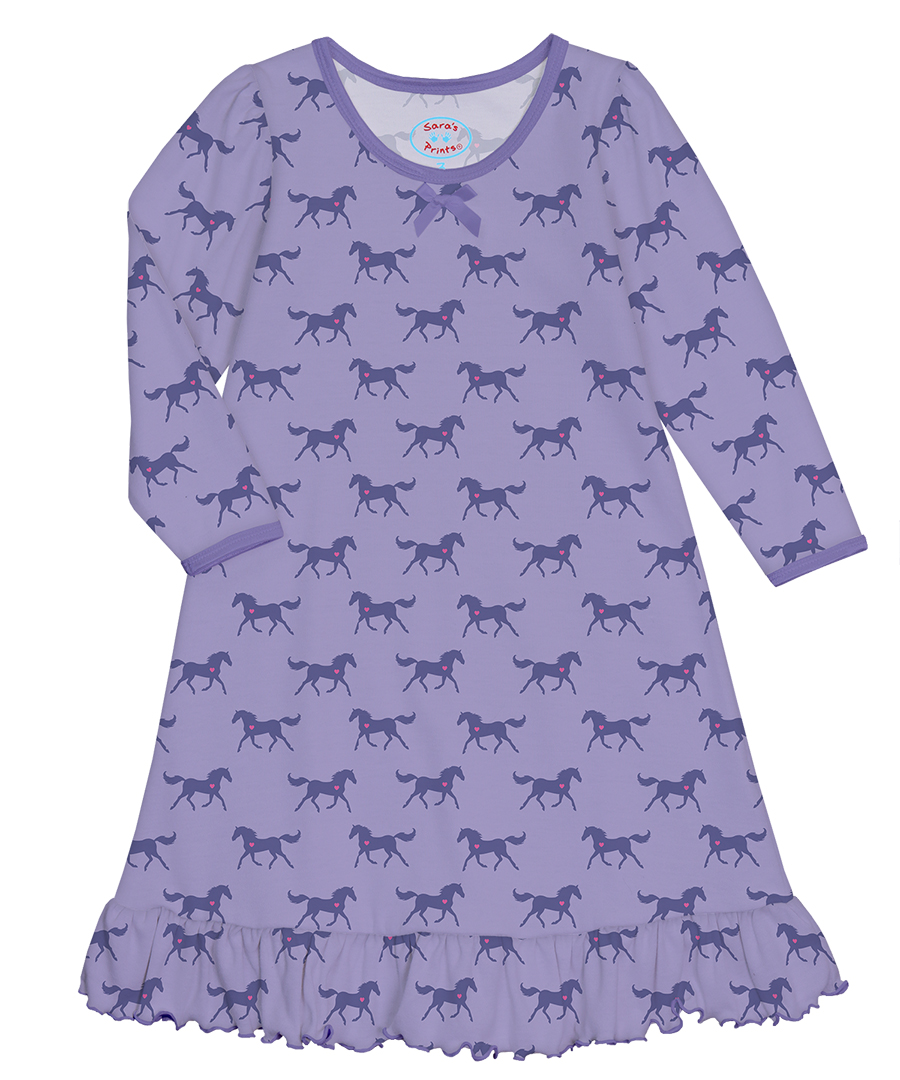 Whirl-and-Twirl Long-Sleeve Nightgown - Horse Heart