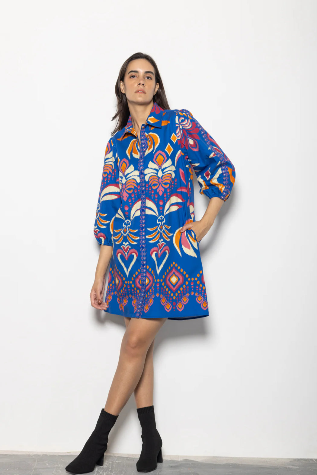 Ava dress - Cobalt Ikat