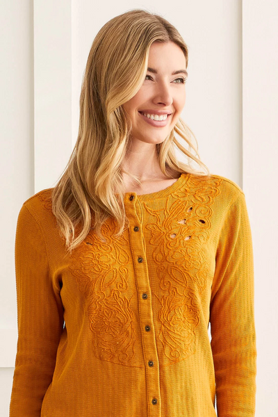 EMBROIDERED BUTTON-UP TOP