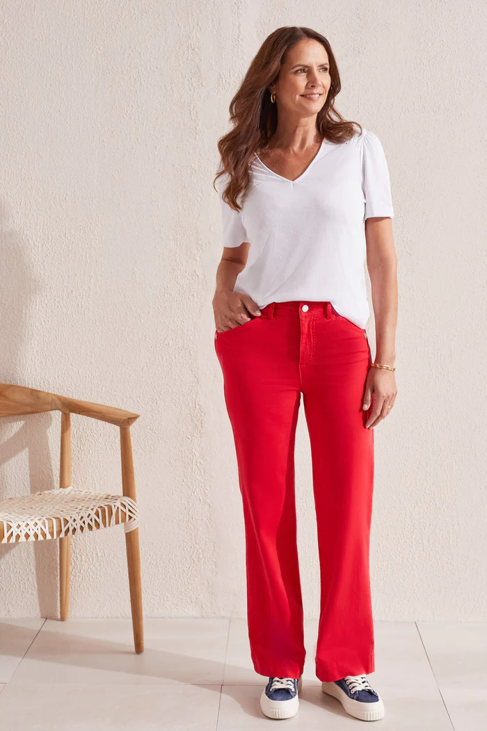 FLY FRONT PANT - RED