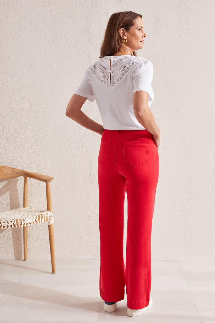 FLY FRONT PANT - RED