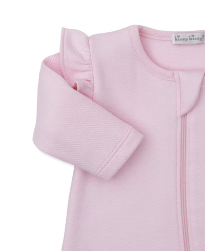 Pink Jacquard Zip Footie
