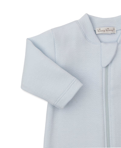 Blue Jacquard Zip Footie