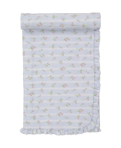 Blue Ribbon Stripe Bouquets Blanket