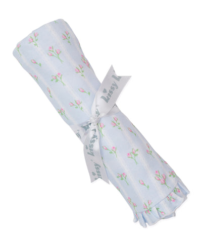 Blue Ribbon Stripe Bouquets Blanket