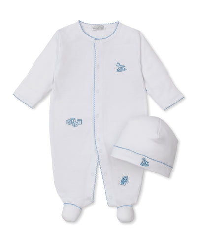 Vintage Toy Treasures Footie & Hat Set - Blue