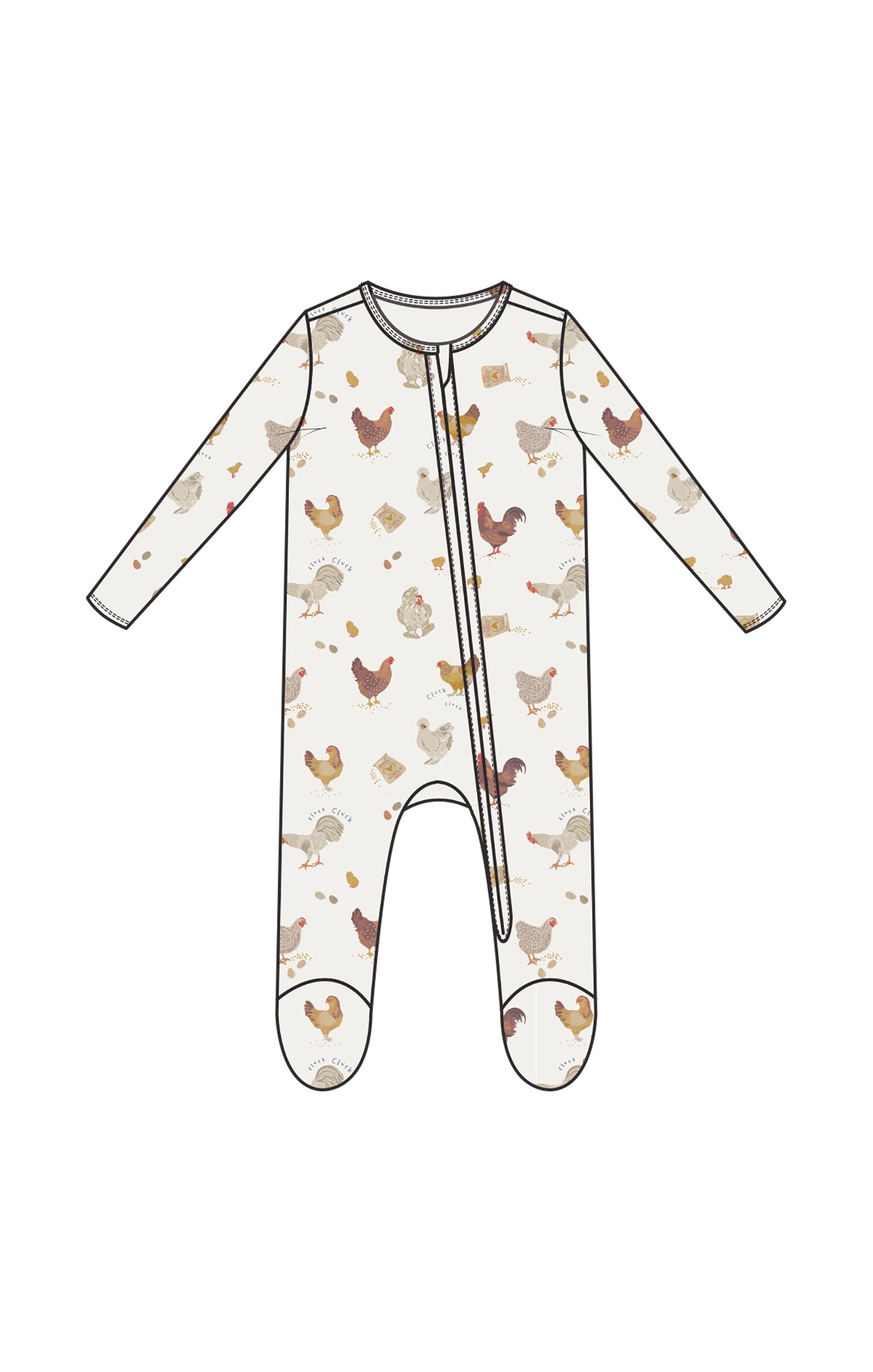 Collector Chicken - 2-Way Zip Footie - Cream