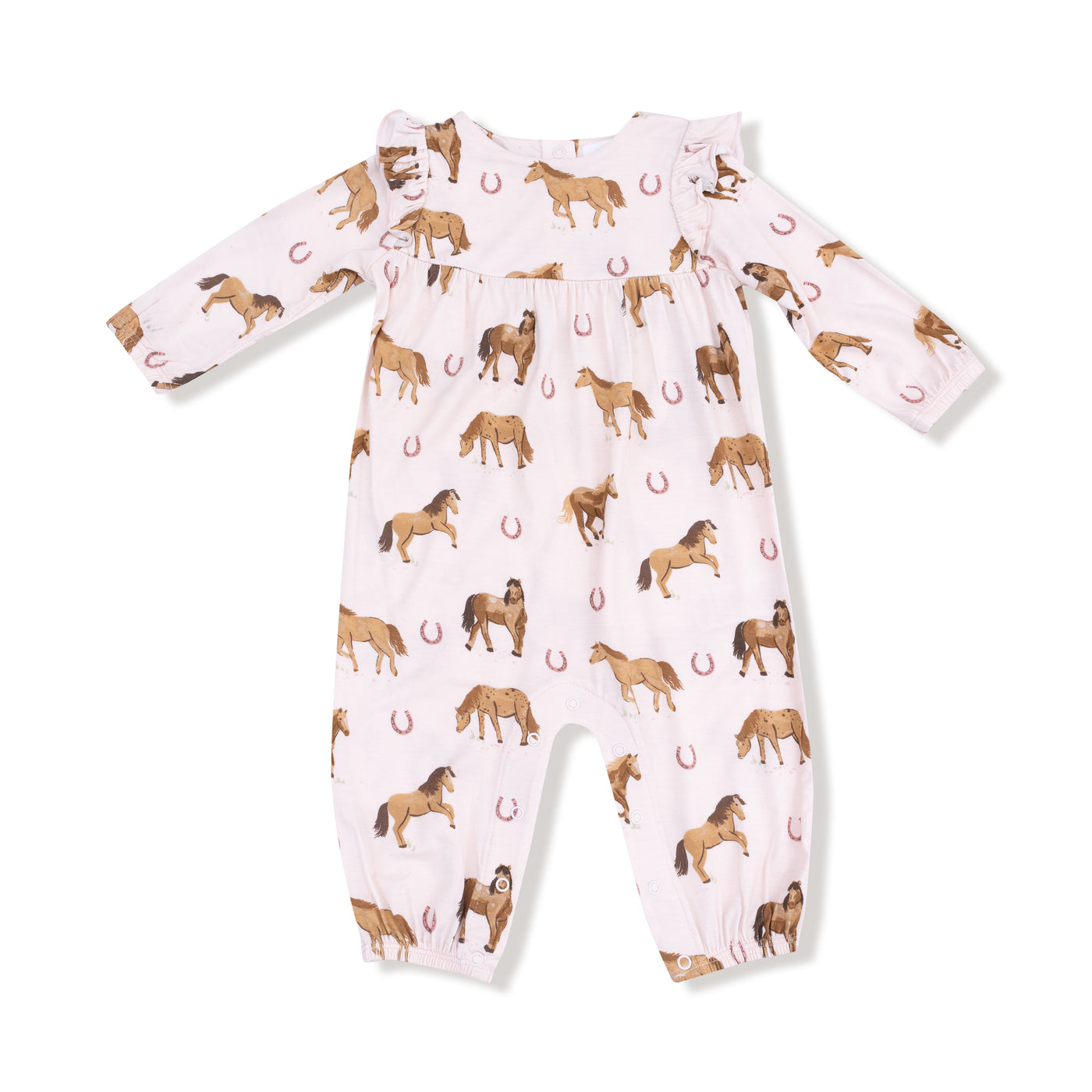 Pink Horses - Ruffle Sleeve Romper
