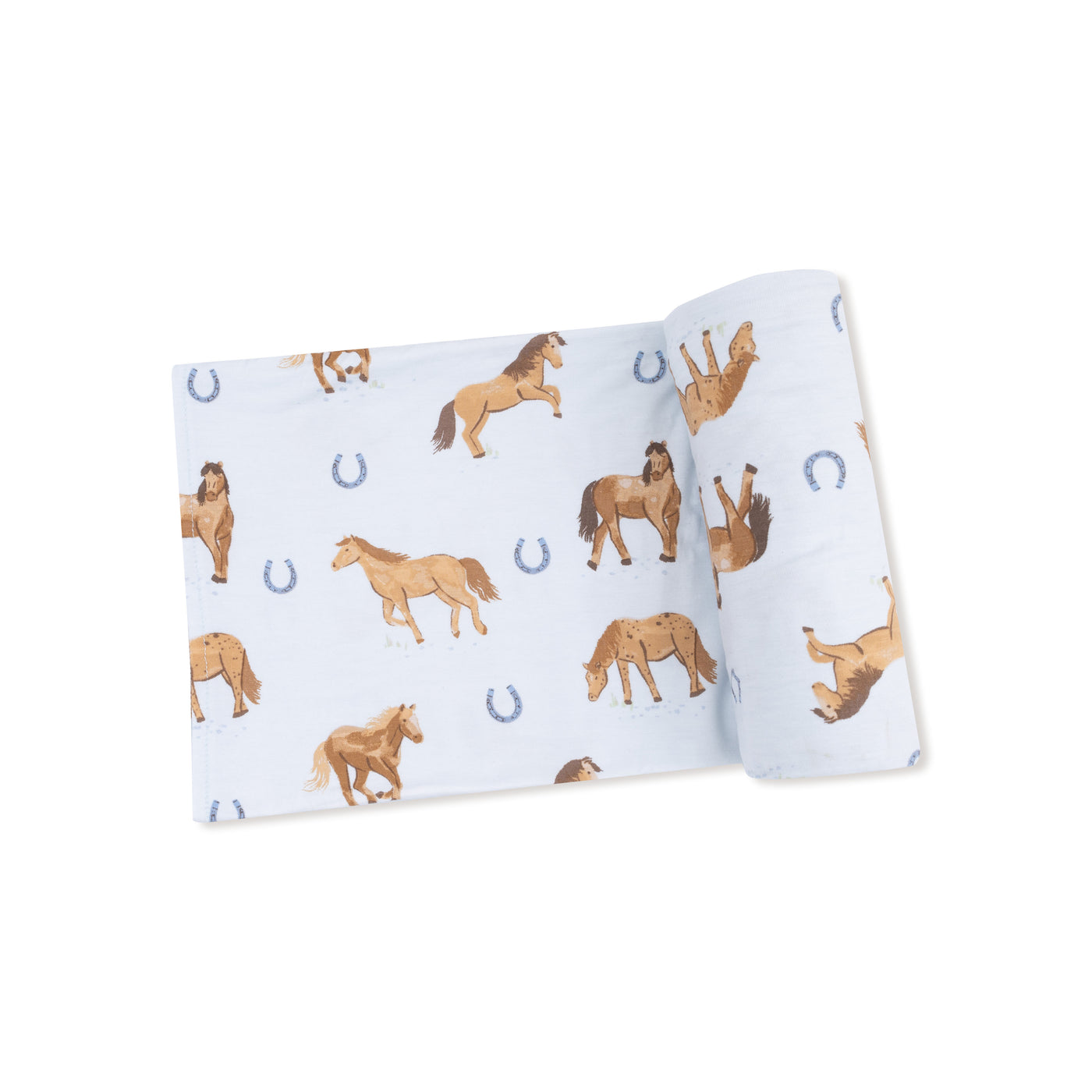 Blue Horses Swaddle Blanket