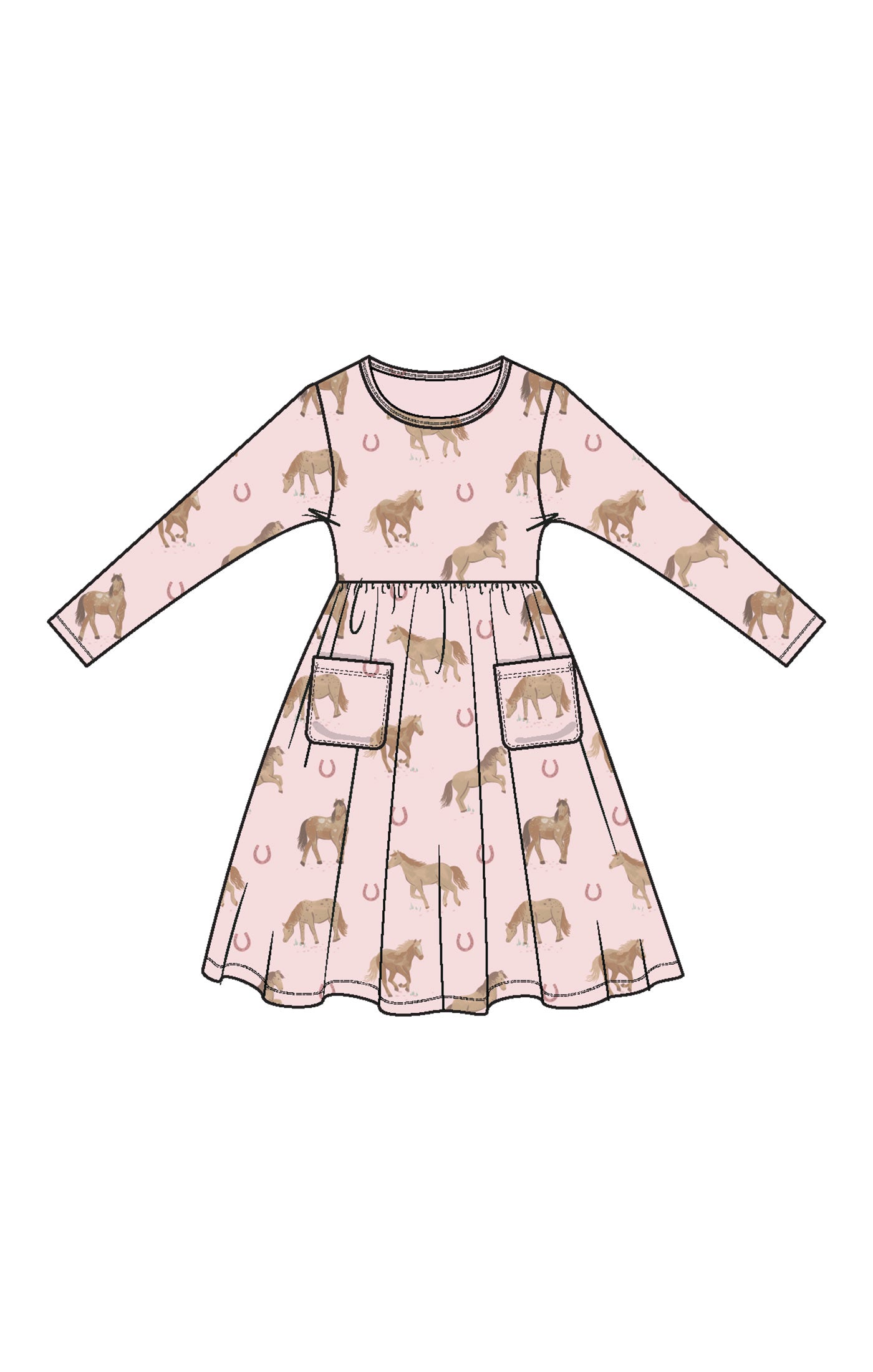 Pink Horse Twirl Dress