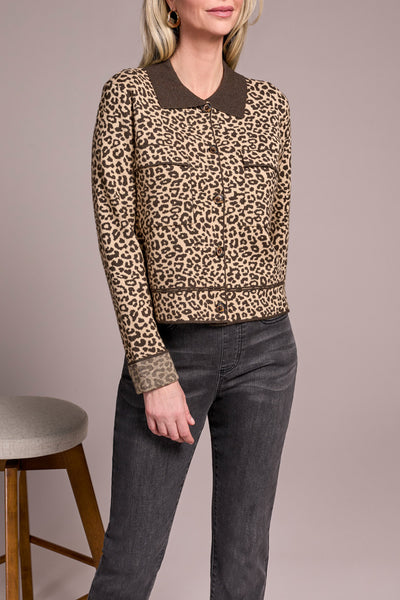 Double Knit Collared Sweater Cardigan - Iced Latte