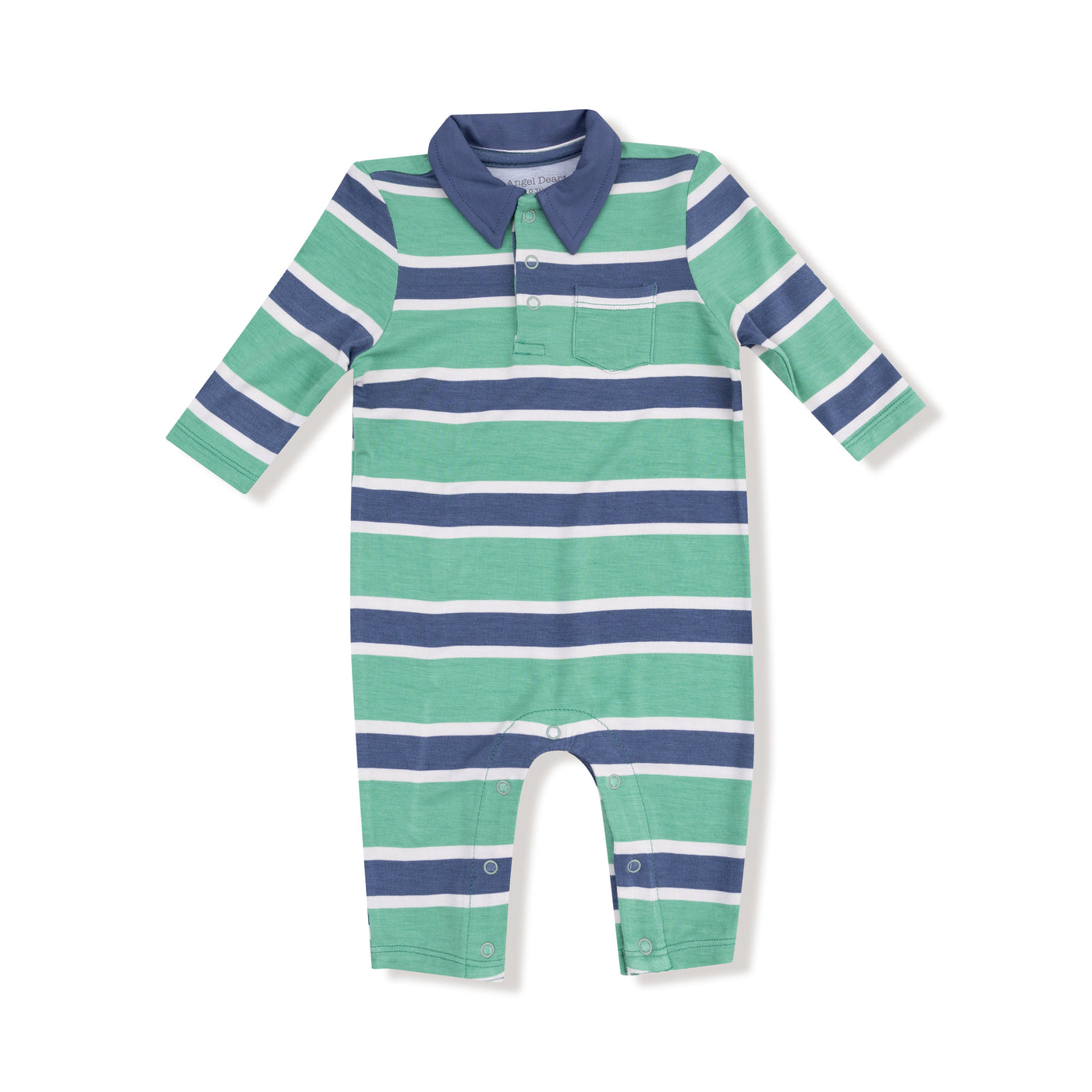 Navy & Green Stripe Polo Romper