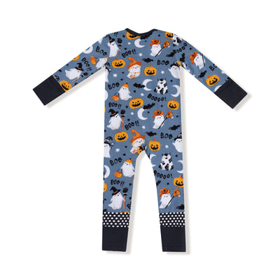 Costumed Ghosts Glow-in-the-Dark Zipper Romper
