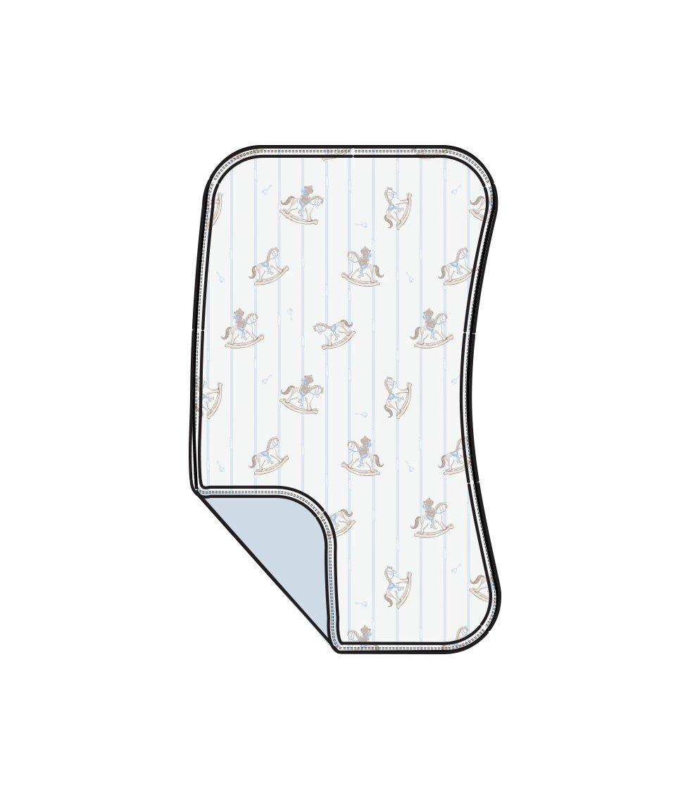 2-ply Burp Pad - Vintage Rocking Horse Blue