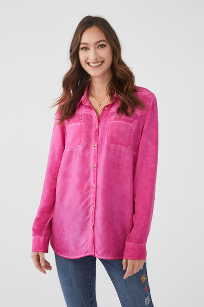 Cold Pigment Dyed Shirt - Magenta