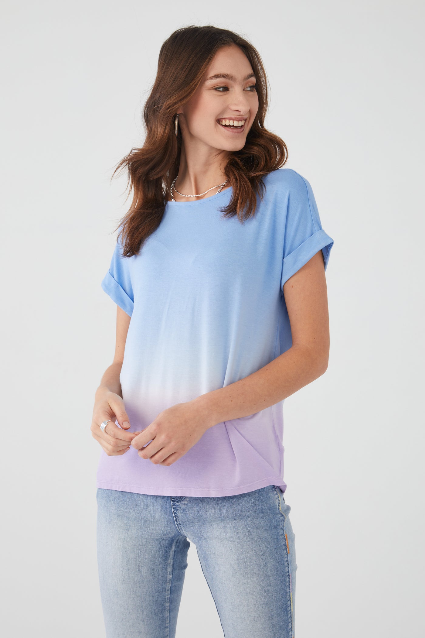 Dip Dyed Boatneck Top - Wild Pansy