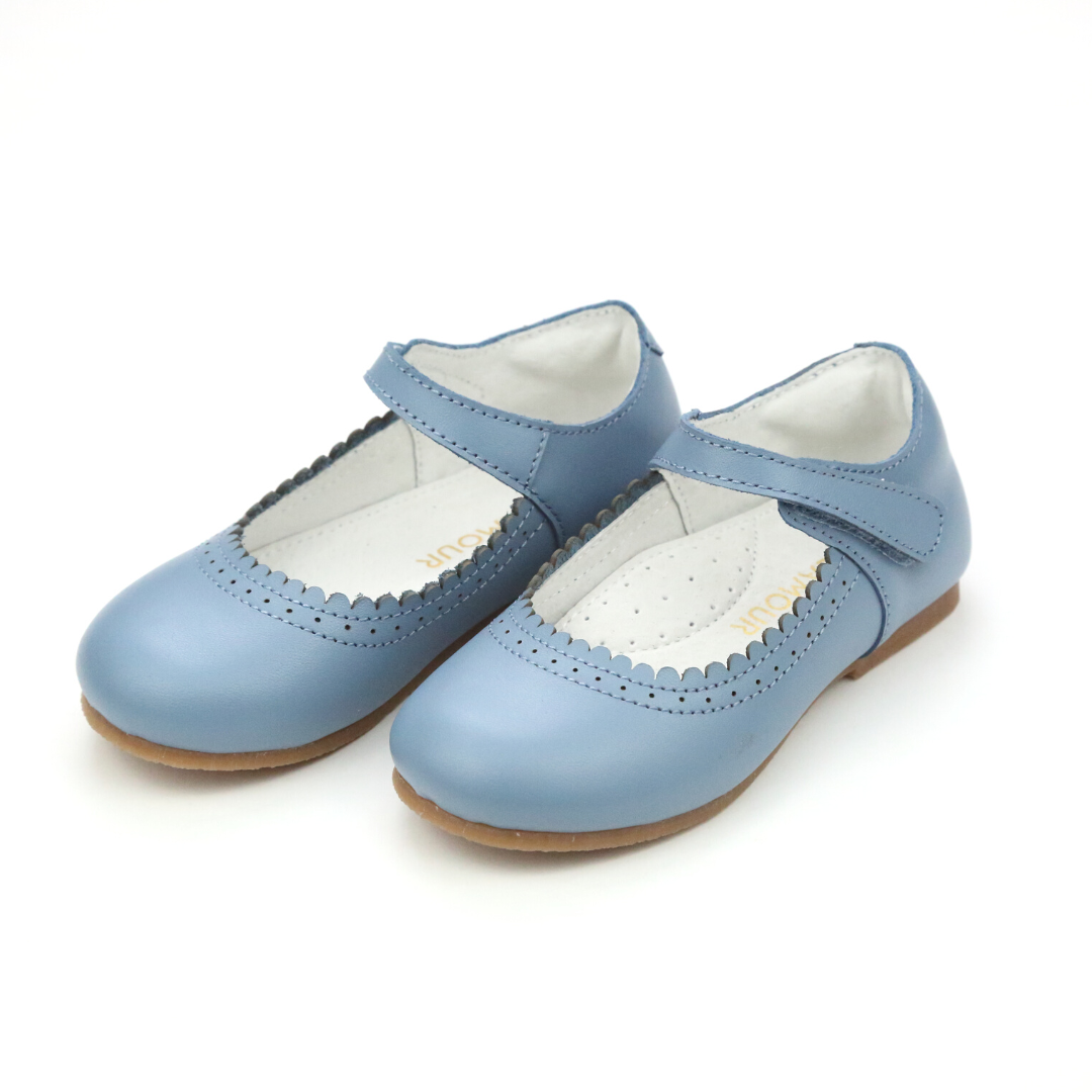 Lucille Scalloped Flat - French Blue