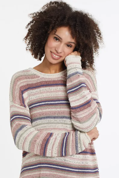 COTTON-BLEND BOAT NECK SWEATER