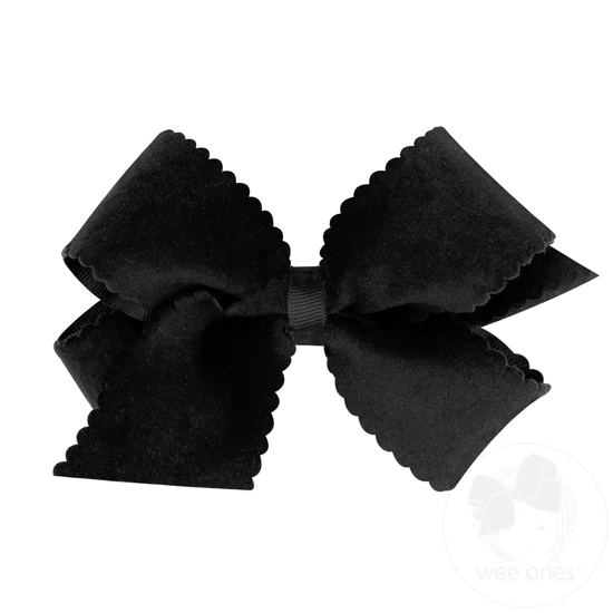 Medium Scallop Faux Velvet - Black