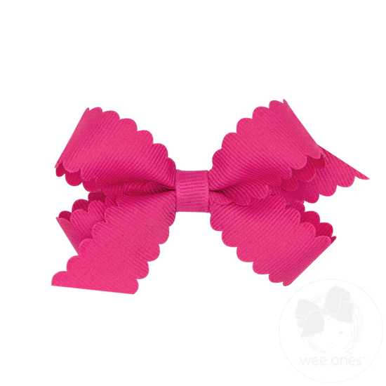 Mini Scallop Bow Shocking Pink