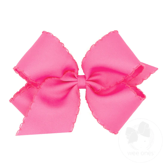 King Grosgrain Hair Bow With Matching Moonstitch Edge