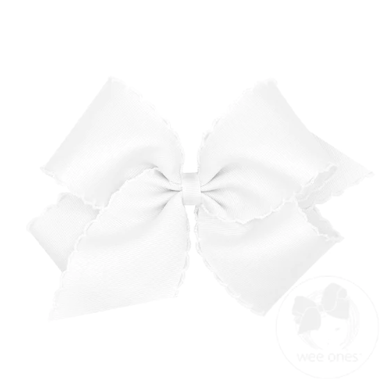 King Grosgrain Hair Bow With Matching Moonstitch Edge