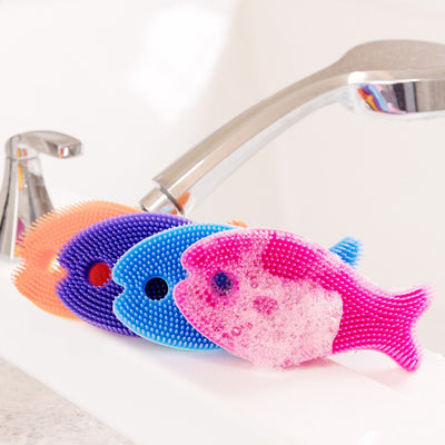 Silicone Bath Scrub Fish (Blue or Pink)