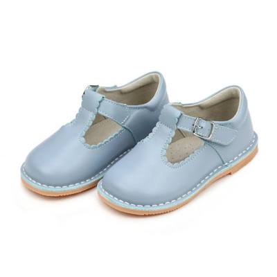 Selina Scalloped T-Strap - Dusty Blue