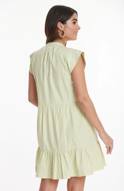 Claudia Reverse Check Dress - Bright Chartreuse