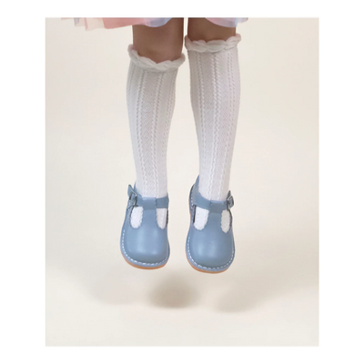 Selina Scalloped T-Strap - Dusty Blue