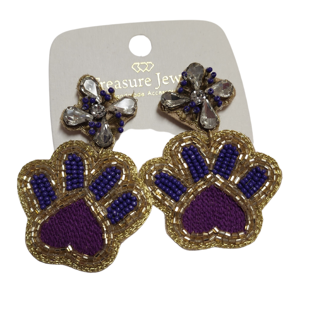 Purple Paw Earring