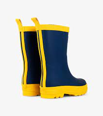 Navy & Yellow Matte Rain Boots