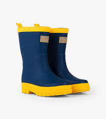 Navy & Yellow Matte Rain Boots