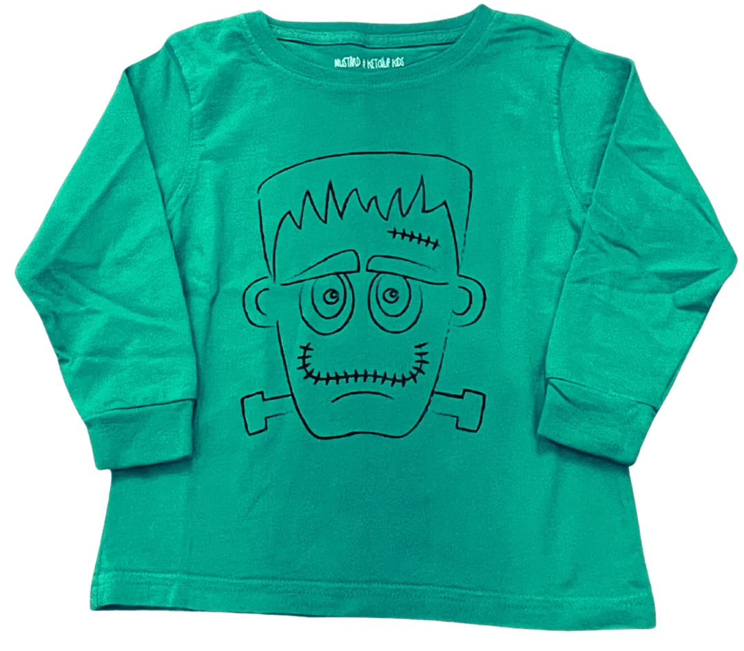 Long Sleeve Green Frankenstein T-Shirt