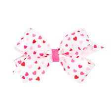 Mini Red & Pink Heart Print Bow
